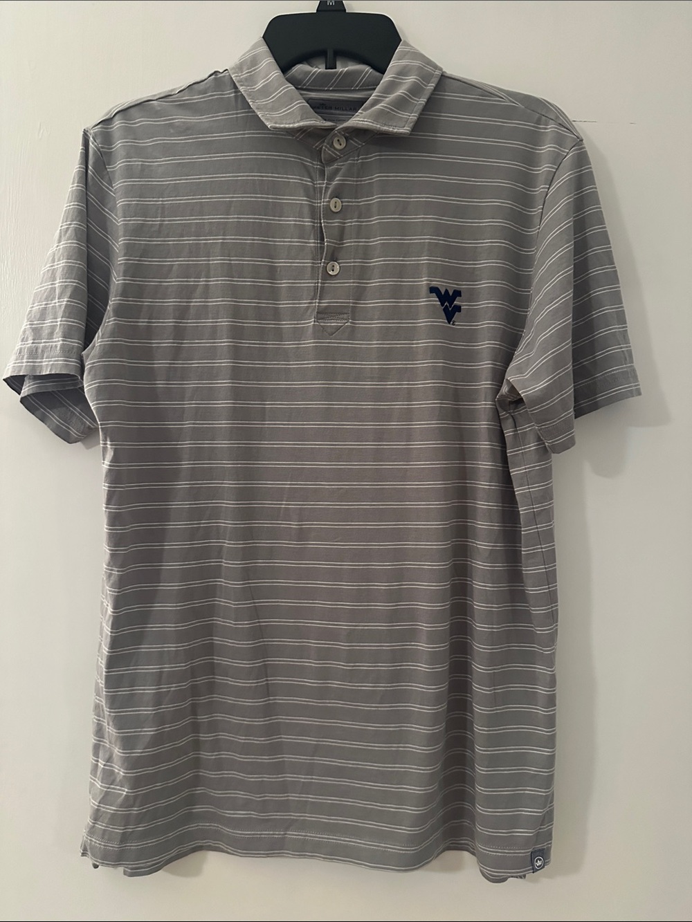 Peter Millar Men's Gray Striped Polo Shirt - Classic Short Sleeve Small